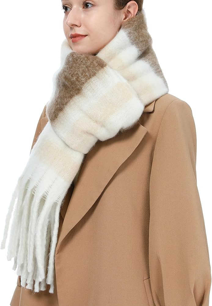 Oversized Blanket Scarf for Women Winter Fall Chunky Plaid Soft Cashmere Feel Thick Scarves with ... | Amazon (US)
