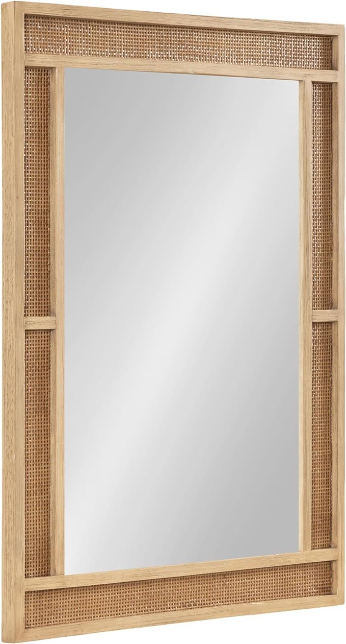 Kate and Laurel Corah Modern Rectangle Rattan Mirror, 26 x 36, Natural Wood, Decorative Wooden Wa... | Amazon (US)