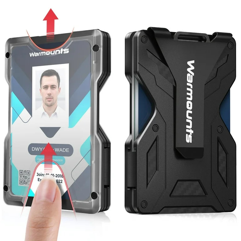 WARMOUNTS Men's Metal Wallet, Slim Carbon Fiber Wallet with Money Clip and 3D Clear ID Card Holde... | Walmart (US)