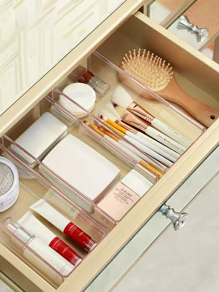 SHEIN BASIC LIVING 1pc Exclusive Stackable Drawer /Makeup Organizer-Clear Peach Blush | SHEIN