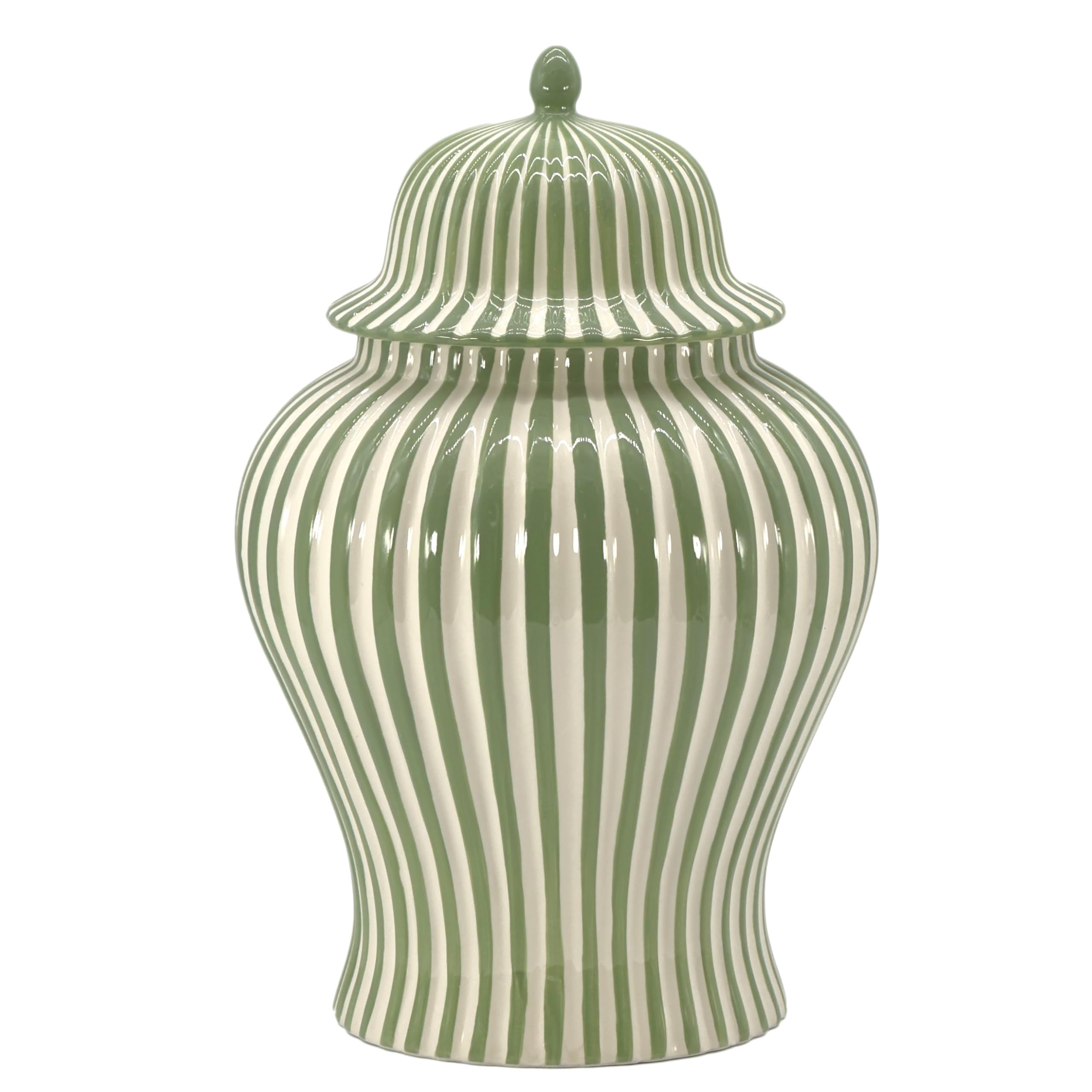 Galt International 18" Green Candy Stripe Ginger Jar w/Lid - Christmas Holiday Decor Home Decor L... | Amazon (US)