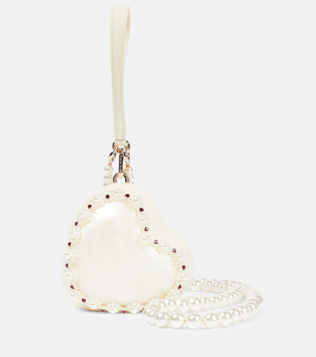 Heart faux pearl-embellished clutch | Mytheresa (INTL)