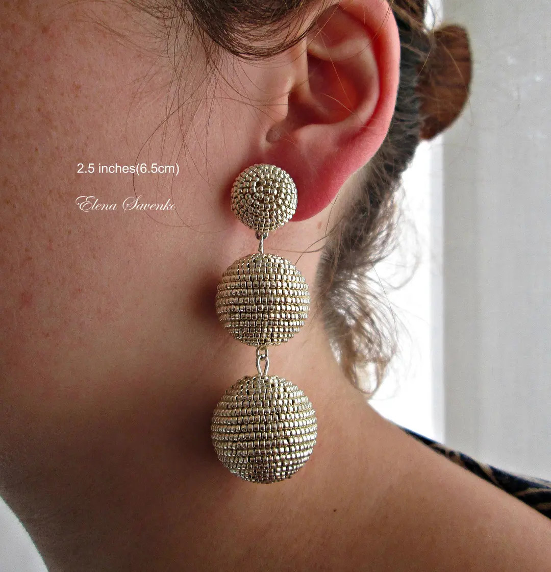 Bon Bon Earrings. Ball Drop Earrings. Bonbons Earrings. Silver Color Beads Dangle Earrings With T... | Etsy (US)