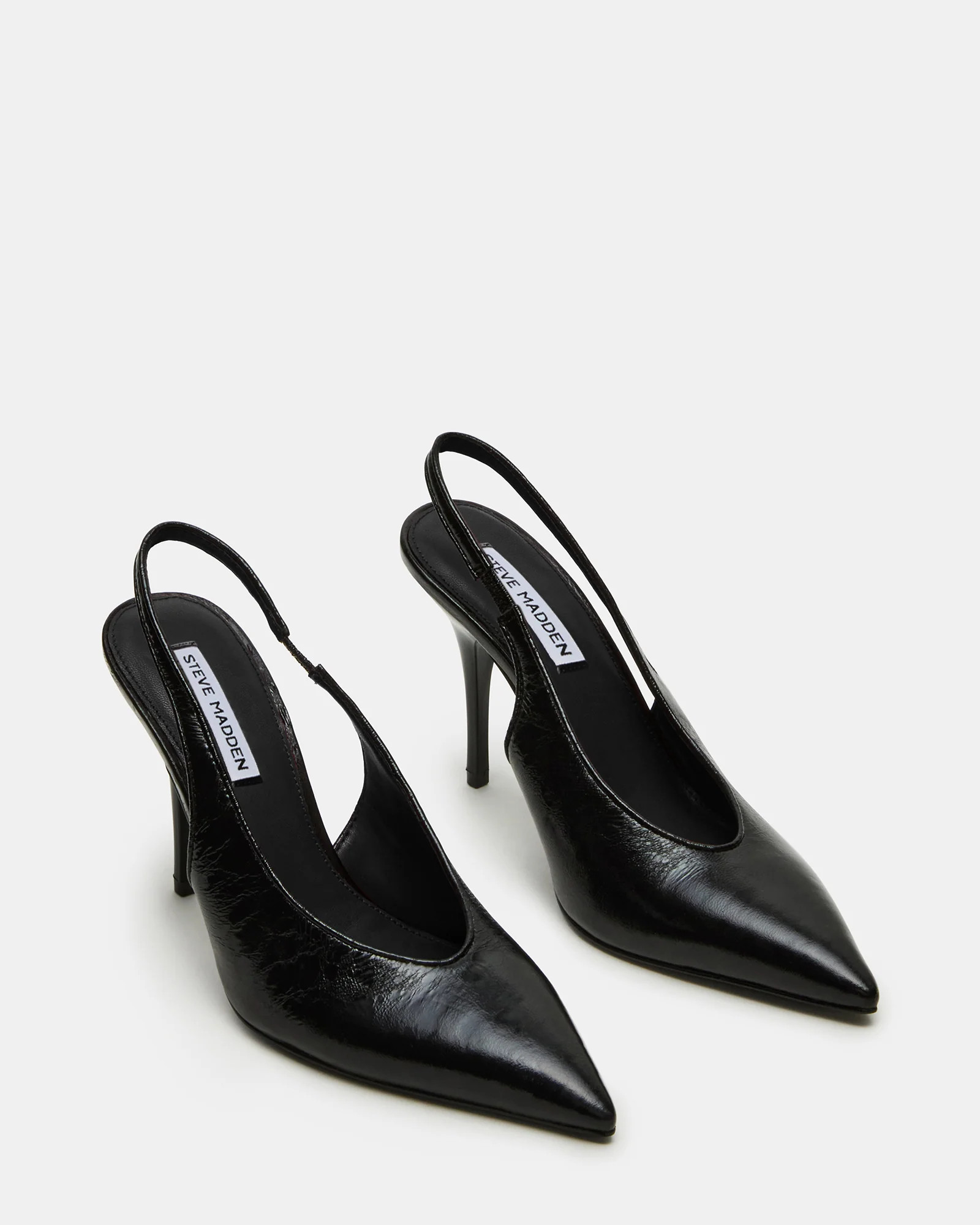 ANDROMEDA Black Leather Slingback Pointed-Toe Stiletto Pump Women's Heel | Steve Madden (US)