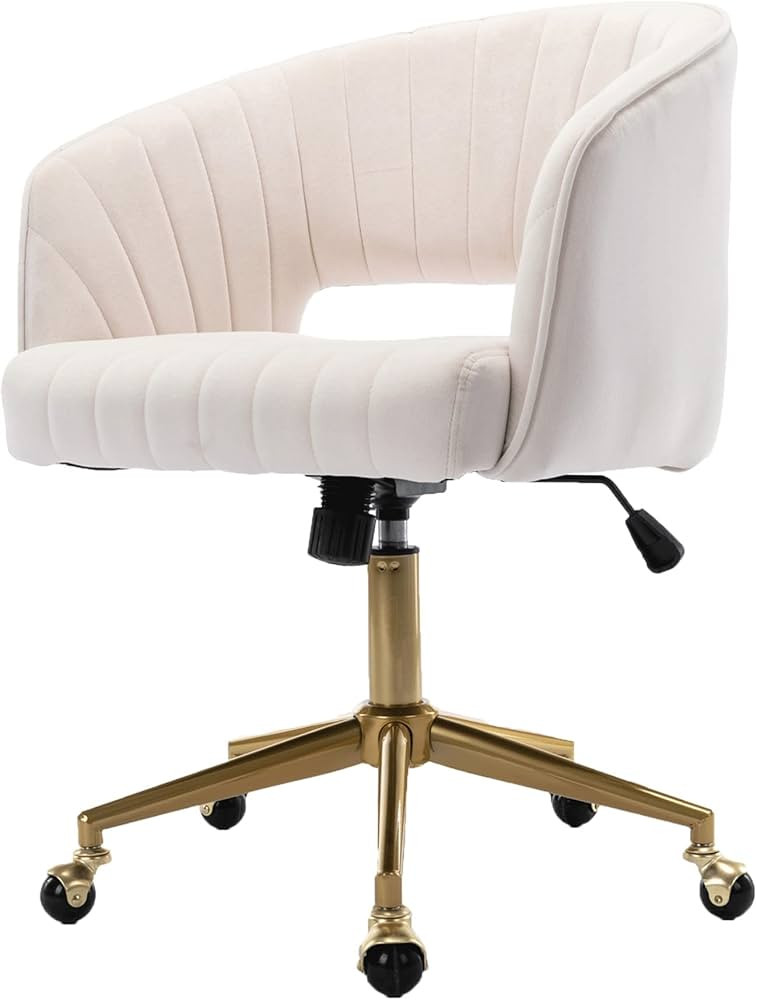 ABET Desk Chair with Wheels, Velvet Home Office Chair, Swivel Armchair with Gold Base, Upholstere... | Amazon (US)