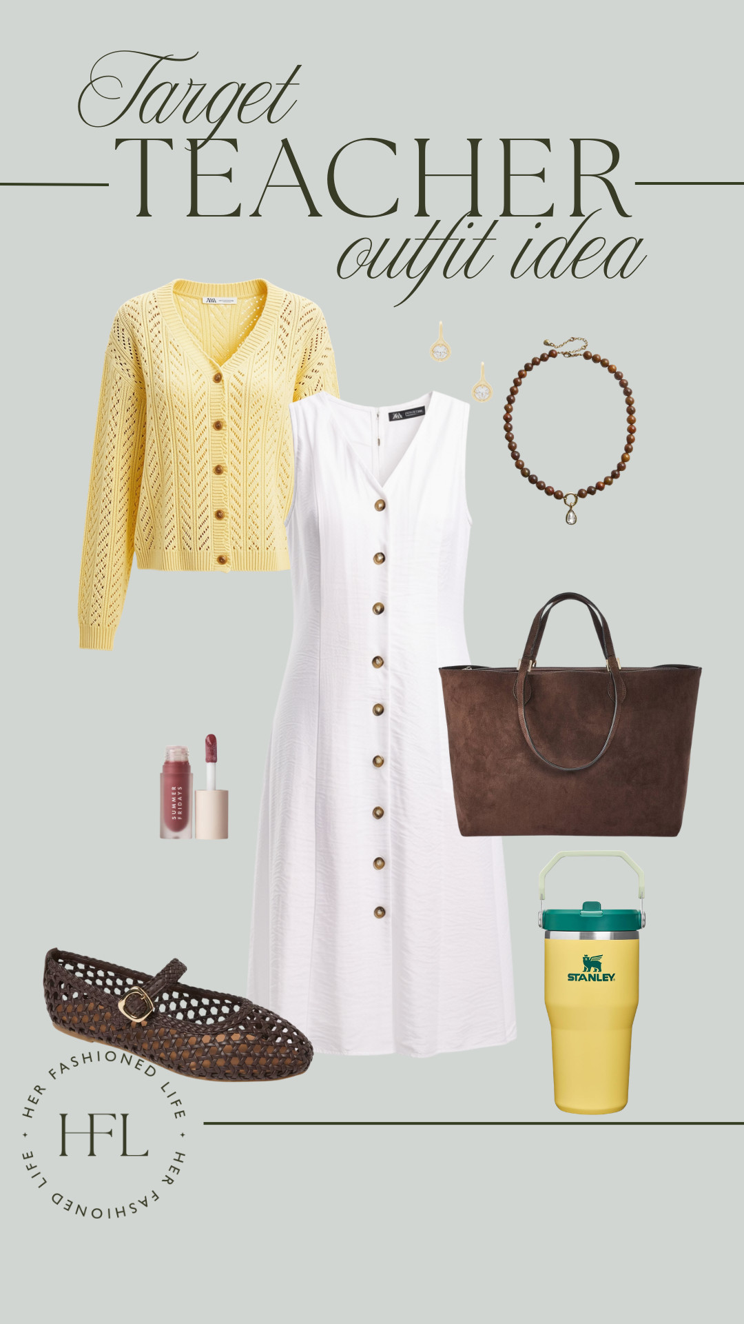 This white button dress paired with a sunny yellow cardigan from @target is giving all the first day of school feels 
#LTKback2school #LTKworkwear #LTKfindsunder50 #liketkit 

 #LTKootd #LTKOver40 #LTKWorkwear