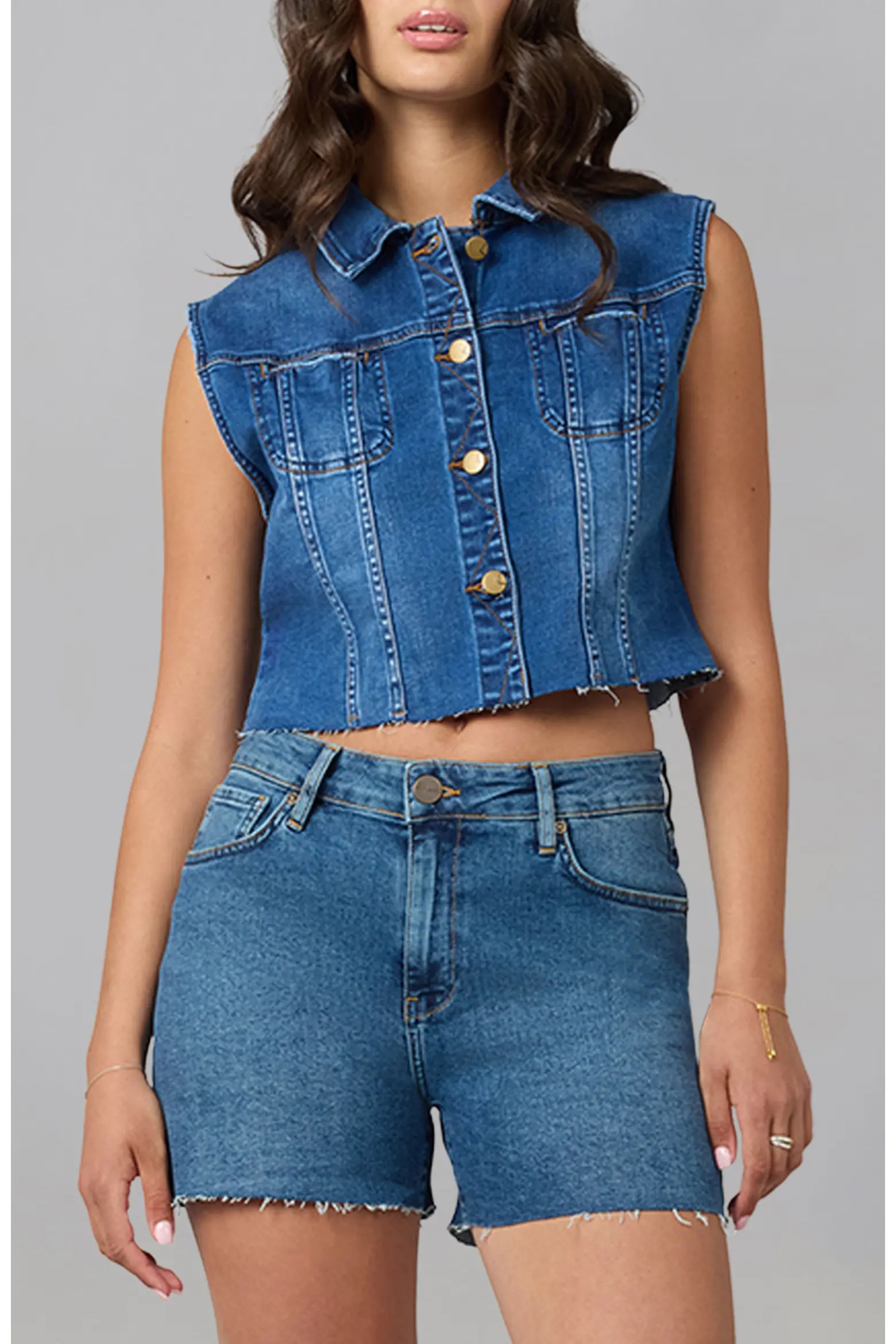 Lola Denim Gabbie Cropped Denim Vest (Women) | Nordstrom | Nordstrom