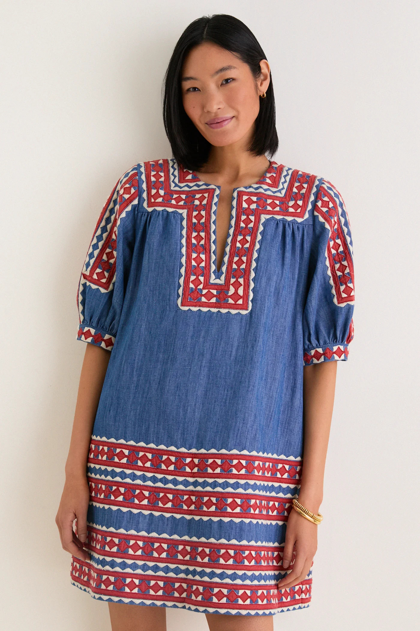 Multi Stina Chambray Mini Dress | Tuckernuck (US)