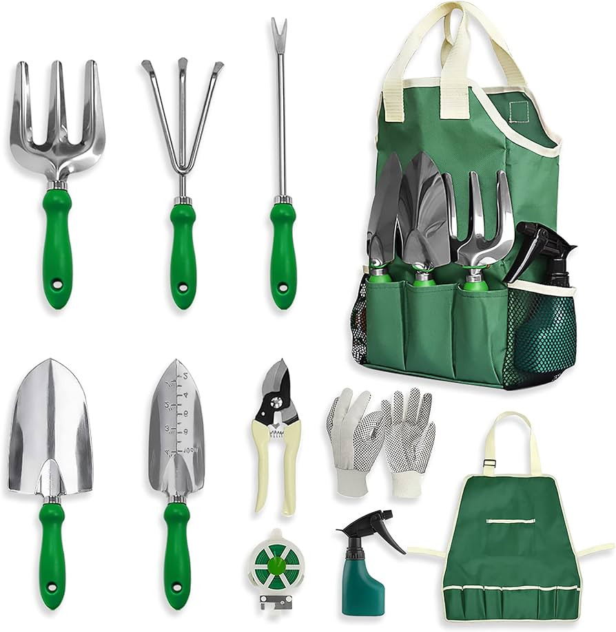 Garden Tool Set - 11Pcs Garden Hand Tool Set Equipment with Tote Bag Adjustable and Apron,Gardeni... | Amazon (US)