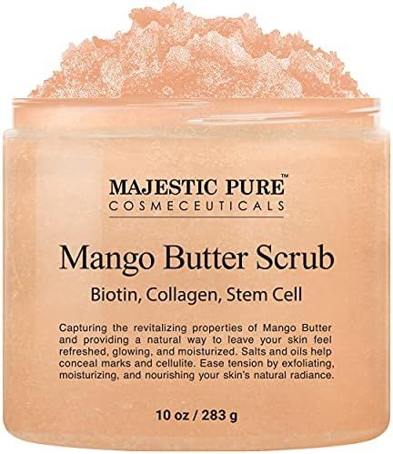Majestic Pure Mango Butter Body Scrub with Biotin, Collagen and Stem Cell, Exfoliating Salt Scrub to | Amazon (US)