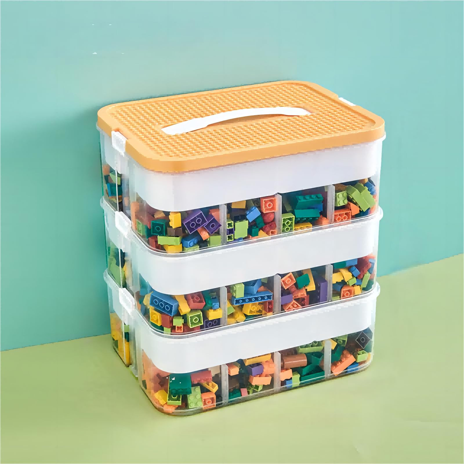 Toy Storage Organizer for Lego, 3 Tier Stackable Storage Bin Transparent Building Bricks Puzzle C... | Amazon (US)