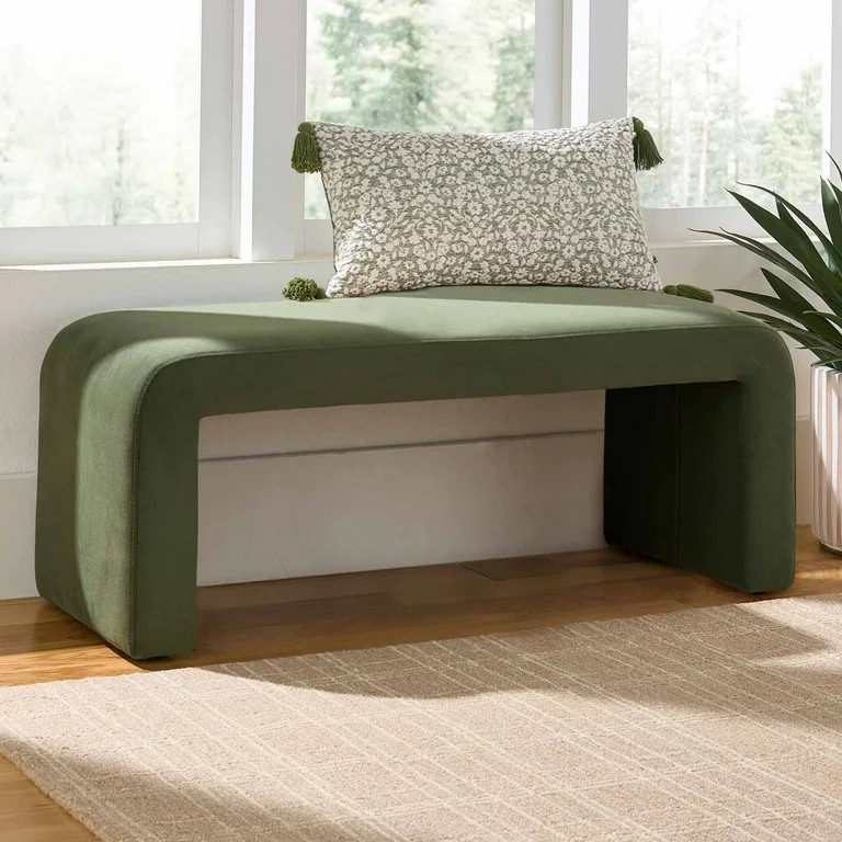 Better Homes & Gardens Juliet 44.50" Velvet Waterfall Bench, Olive - Walmart.com | Walmart (US)