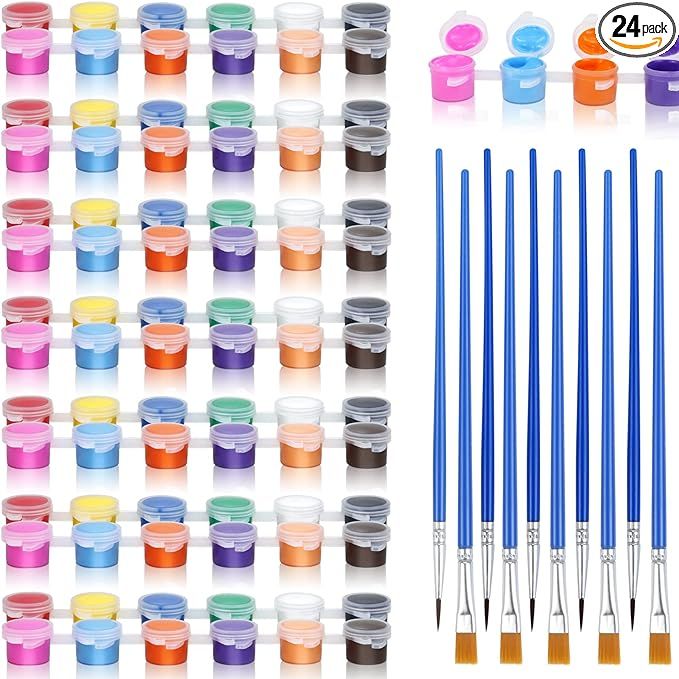 WYOMER 24 Washable Paint Sets, 12 Colors Water Paint with Brushes, Washable Paint Sets for School... | Amazon (US)