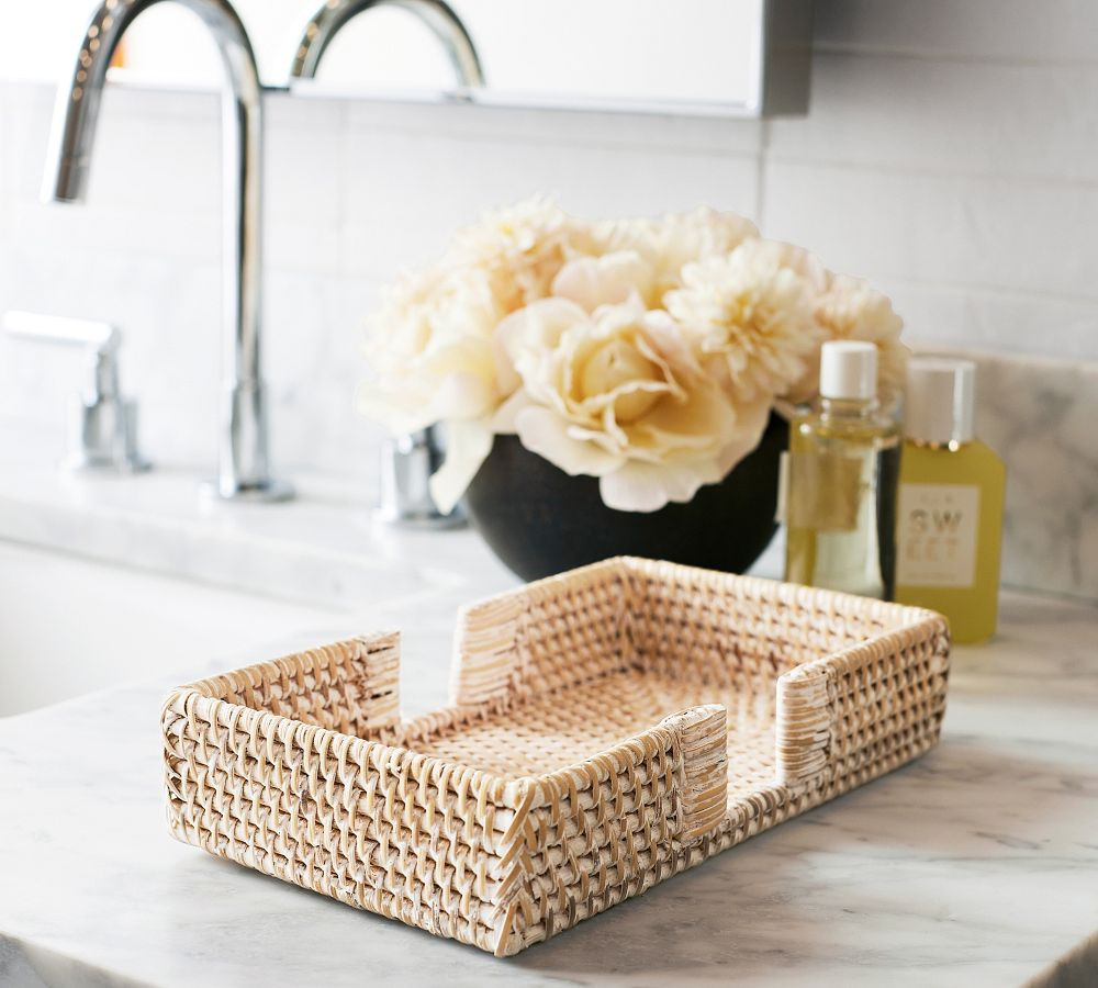 Tava Handwoven Rattan Bathroom Accessories | Pottery Barn (US)