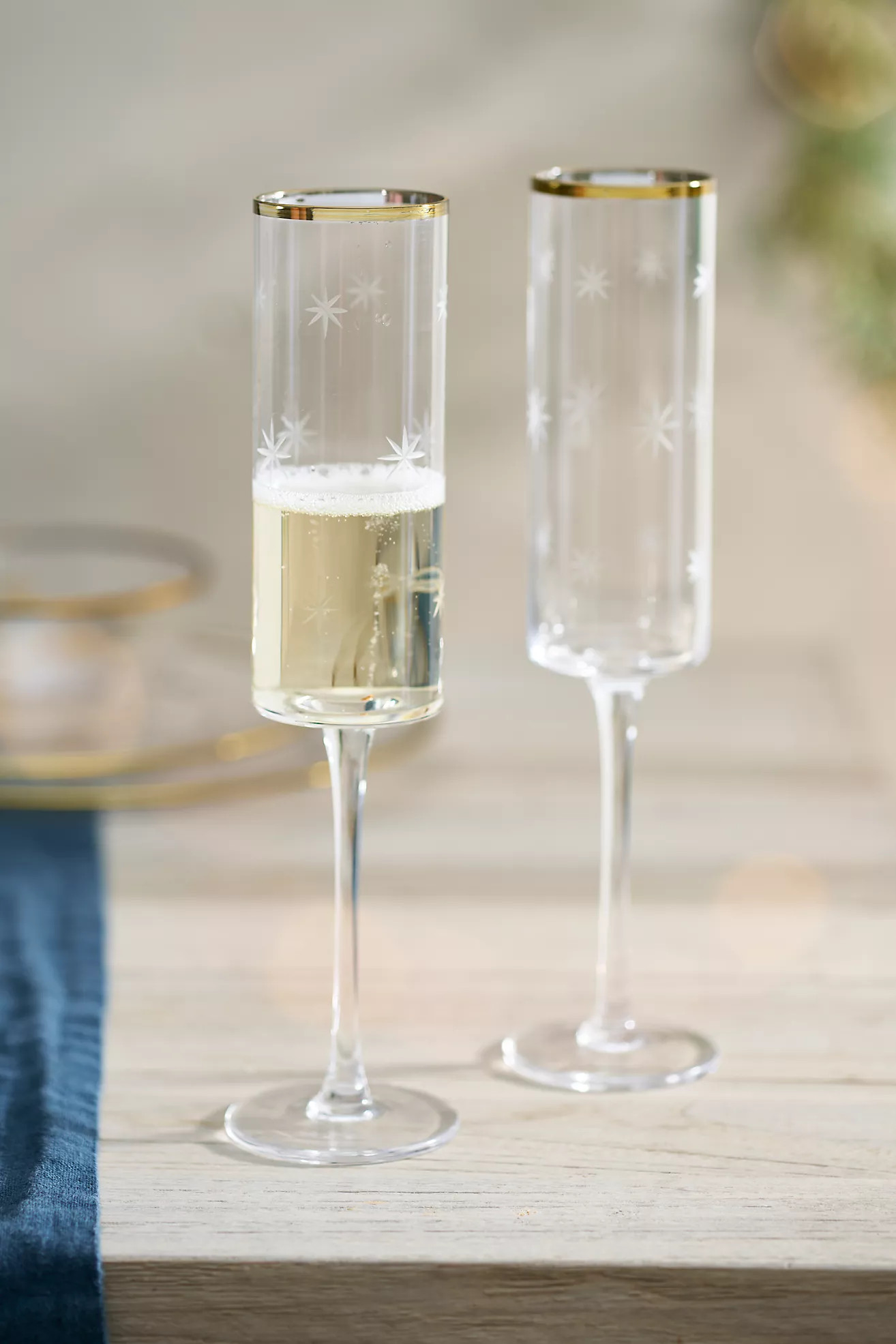 Starry Gold Rim Flutes, Set of 2 | Anthropologie (US)