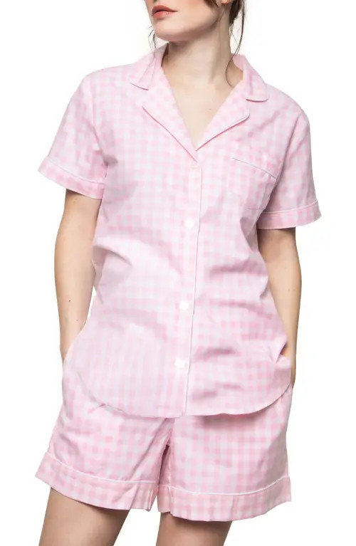 Petite Plume Gingham Short Pajamas in Pink at Nordstrom, Size Small | Nordstrom