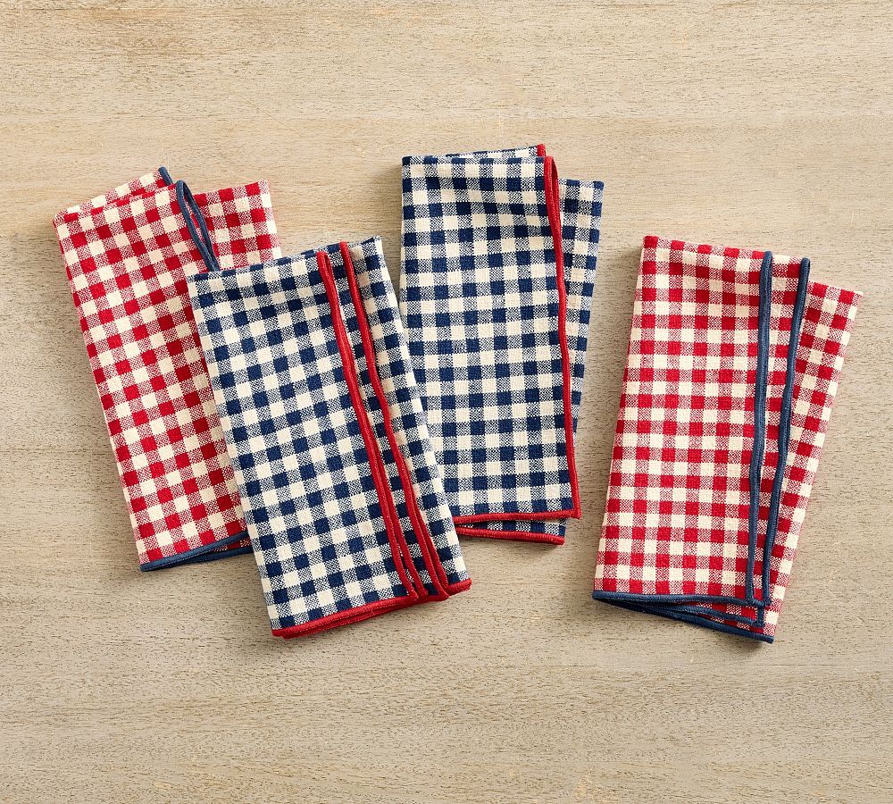 Serged Edge Gingham Cotton Napkins - Set of 4 | Pottery Barn (US)