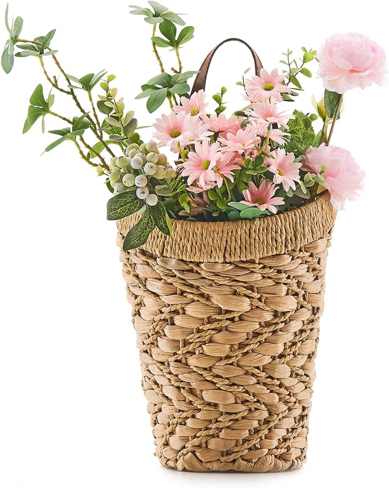 Handwoven Front Door Basket Water Hyacinth Wall Hanging Basket Decorative Boho Mounted Organizer ... | Amazon (US)