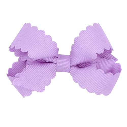 Wee Ones Girls' Classic Grosgrain Hair Bow with Scalloped Edges, No-Slip Hair Clip, Handmade, Light Orchid, Mini | Amazon (US)