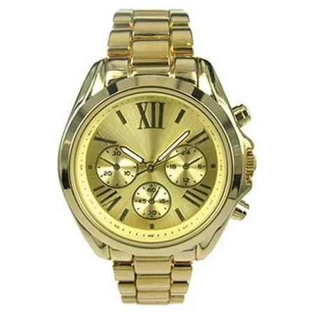 Time and Tru Women's Round Gold Tone Stainless Steel Bracelet Wristwatch | Walmart (US)