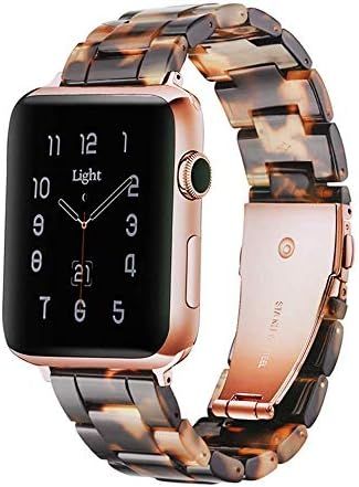 Light Apple Watch Band - Fashion Resin iWatch Band Bracelet Compatible with Copper Stainless Steel B | Amazon (US)