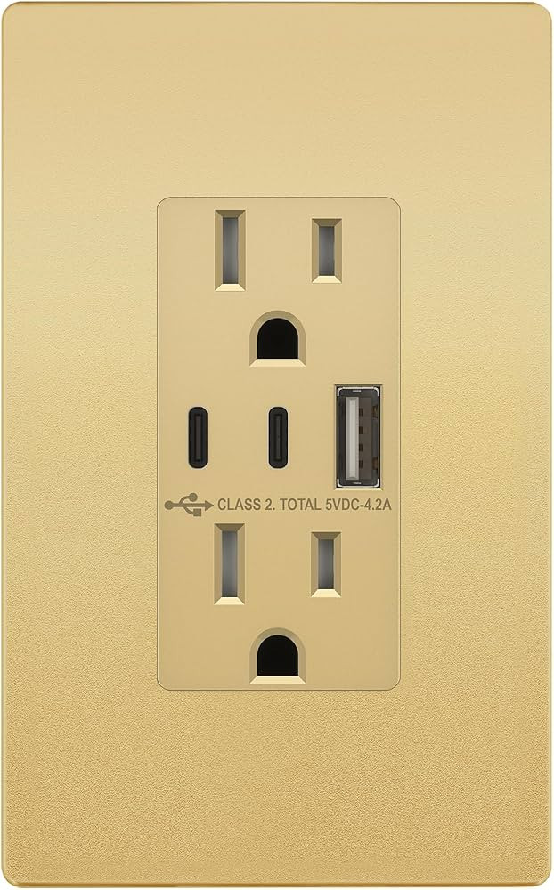 TOPGREENER 3-Port Type C USB Outlet, 15 Amp Receptacle Plug, Charging Power Outlet with Dual Type... | Amazon (US)