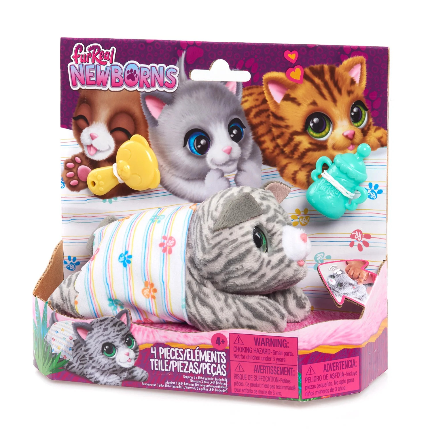 furReal Newborns Kitty Interactive Pet, Small Plush Stuffed Animal Cat with Sounds and Movement, ... | Walmart (US)