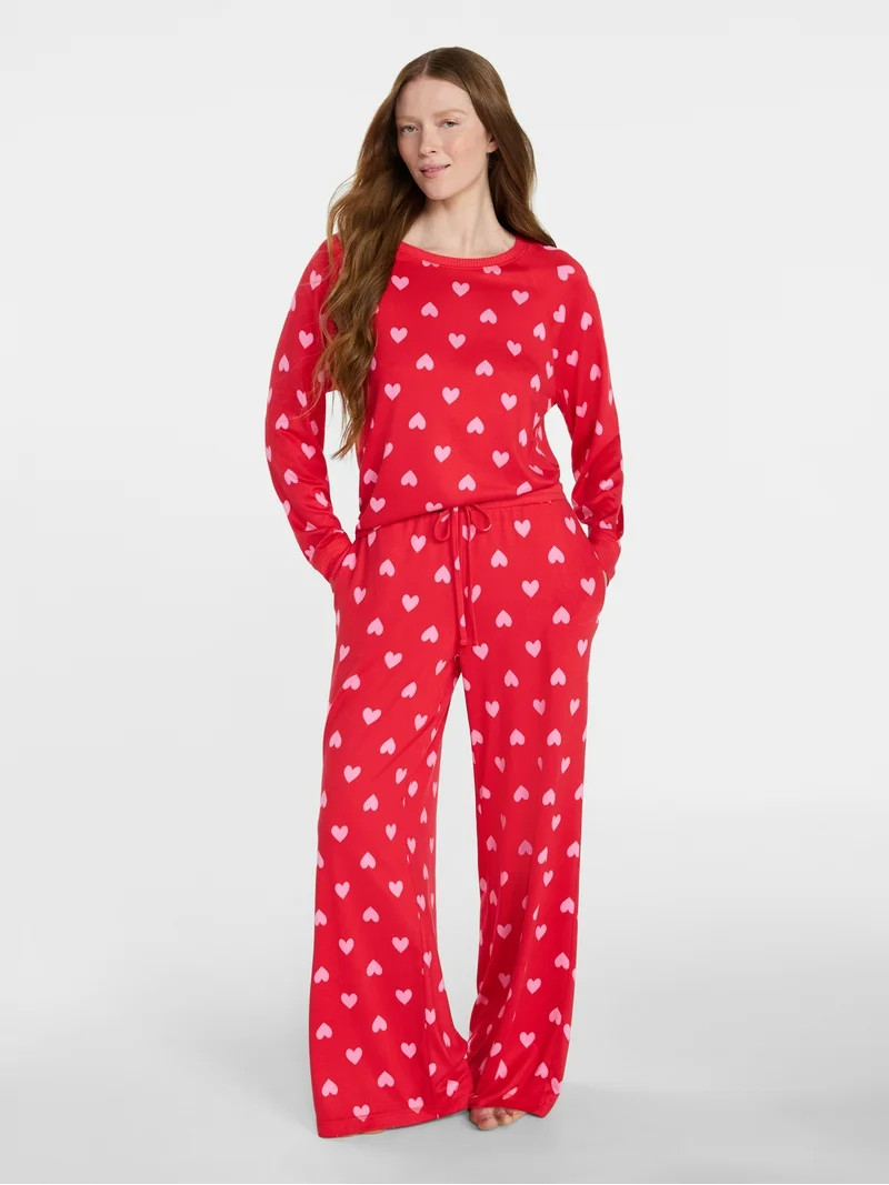 Joyspun Women's Cozy Lounge Collection Hacci Knit Long Sleeve Sleep Top, Sizes XS-3X | Walmart (US)