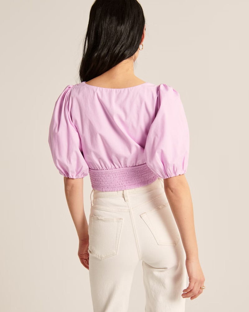 Tie-Front Puff Sleeve Top | Abercrombie & Fitch (US)
