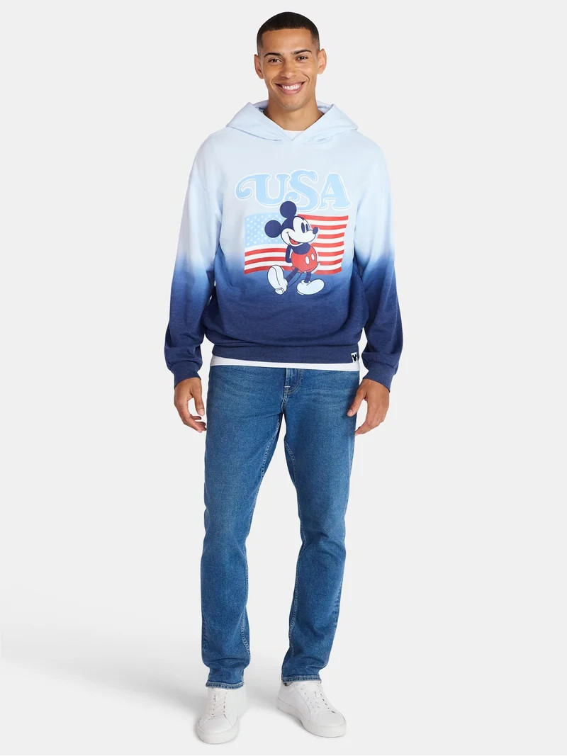 Disney Men's & Big Men's Dip Dye Mickey Mouse USA Graphic Hoodie, Sizes XS-5XL | Walmart (US)