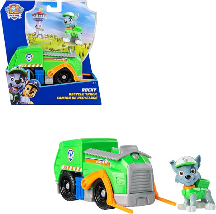 Paw Patrol, Rocky’s Recycling Lorry, Toy Vehicle with Collectible Action Figure, Sustainably Mi... | Amazon (UK)