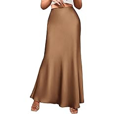 BTFBM Women's Summer Fall Skirt 2024 Silk Elegant High Waist Cocktail Party Wedding Mermaid Satin... | Amazon (US)