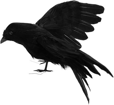 Fashionwu Halloween Decoration Realistic Crows Halloween Handmade Crow Prop Feathered Black Crows... | Amazon (US)