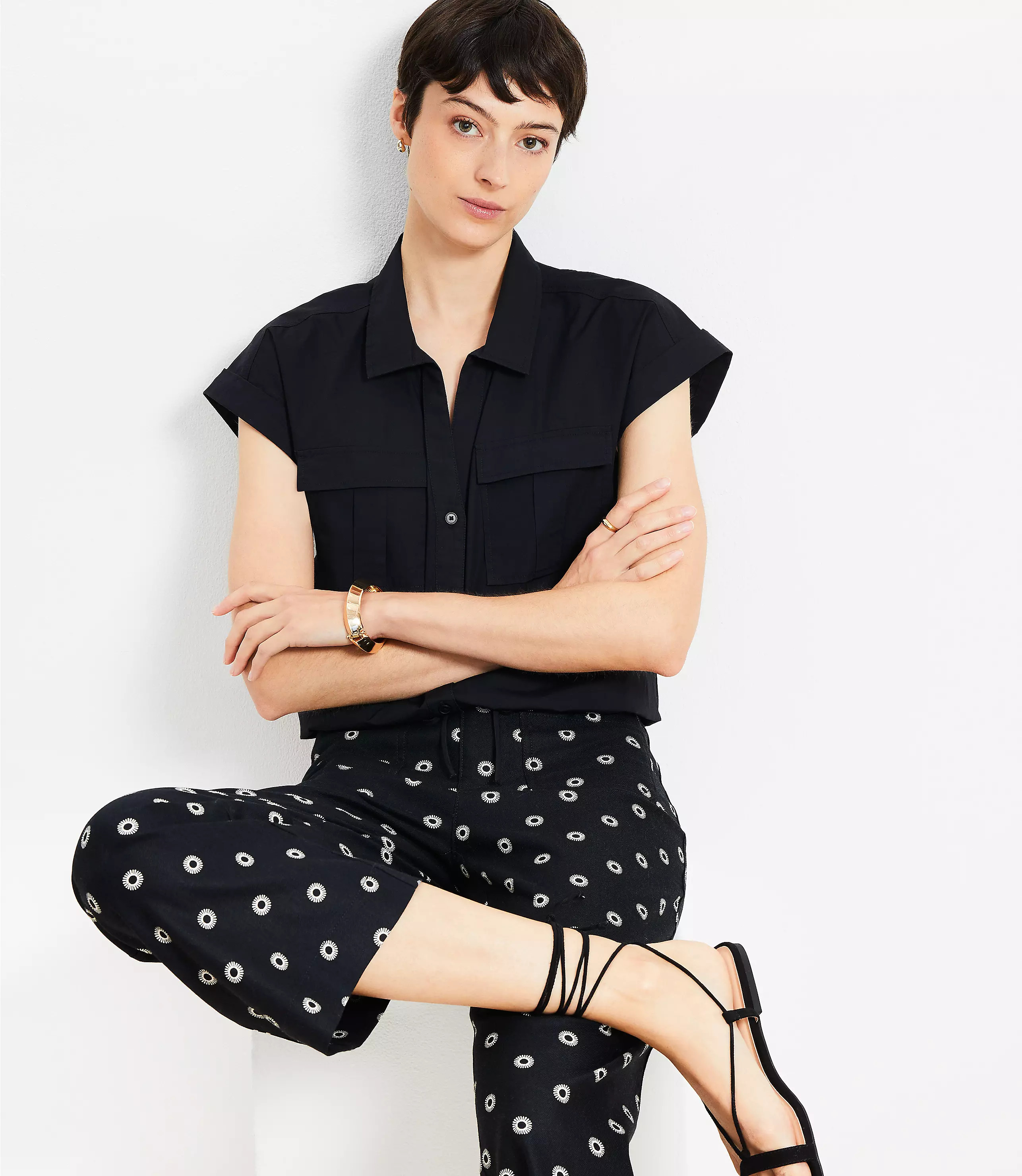 Poplin Bubble Tie Hem Shirt | LOFT