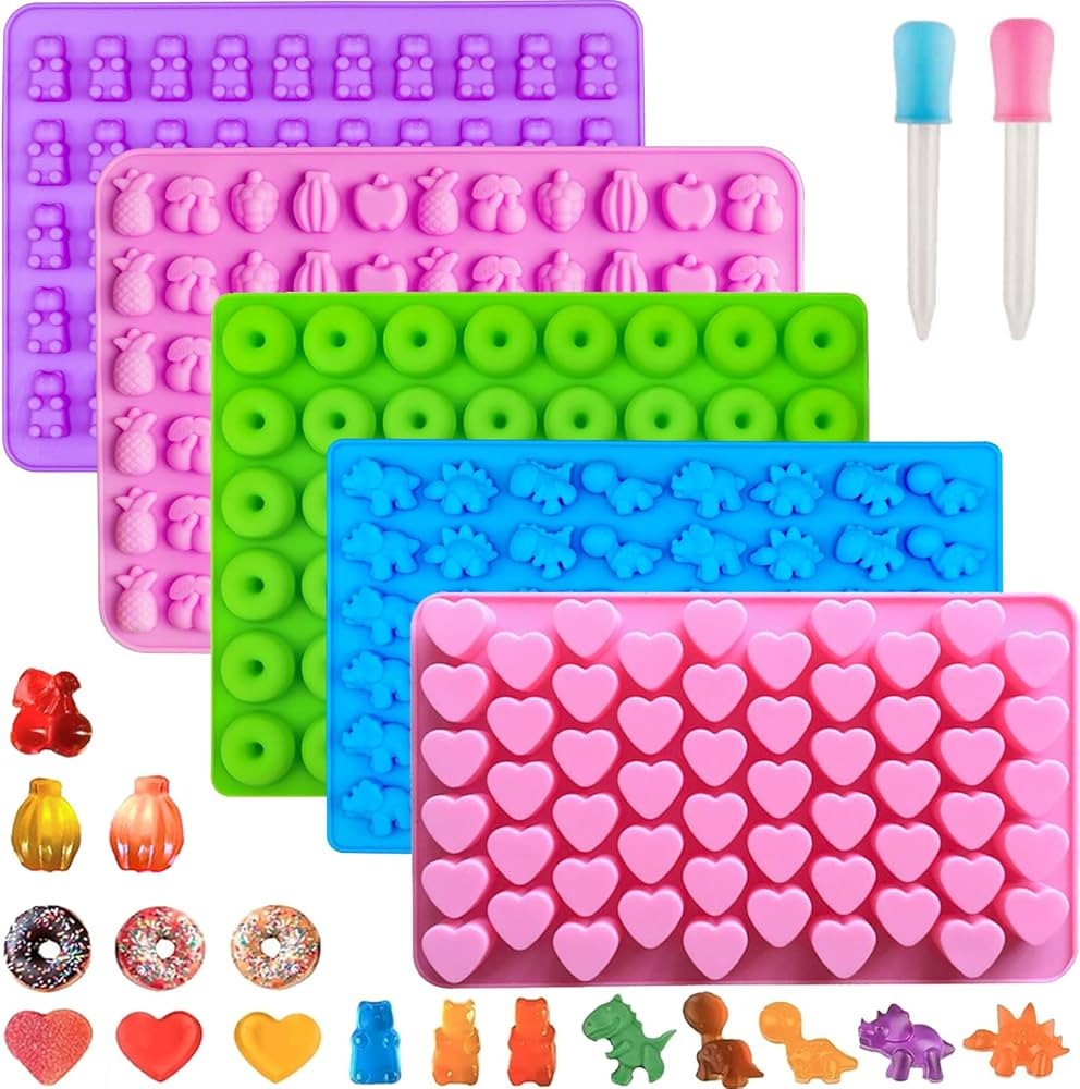 Silicone Gummy Molds, Candy Molds, Non-stick Gummy Bear Mold Chocolate Molds BPA Free with 2 Drop... | Amazon (US)