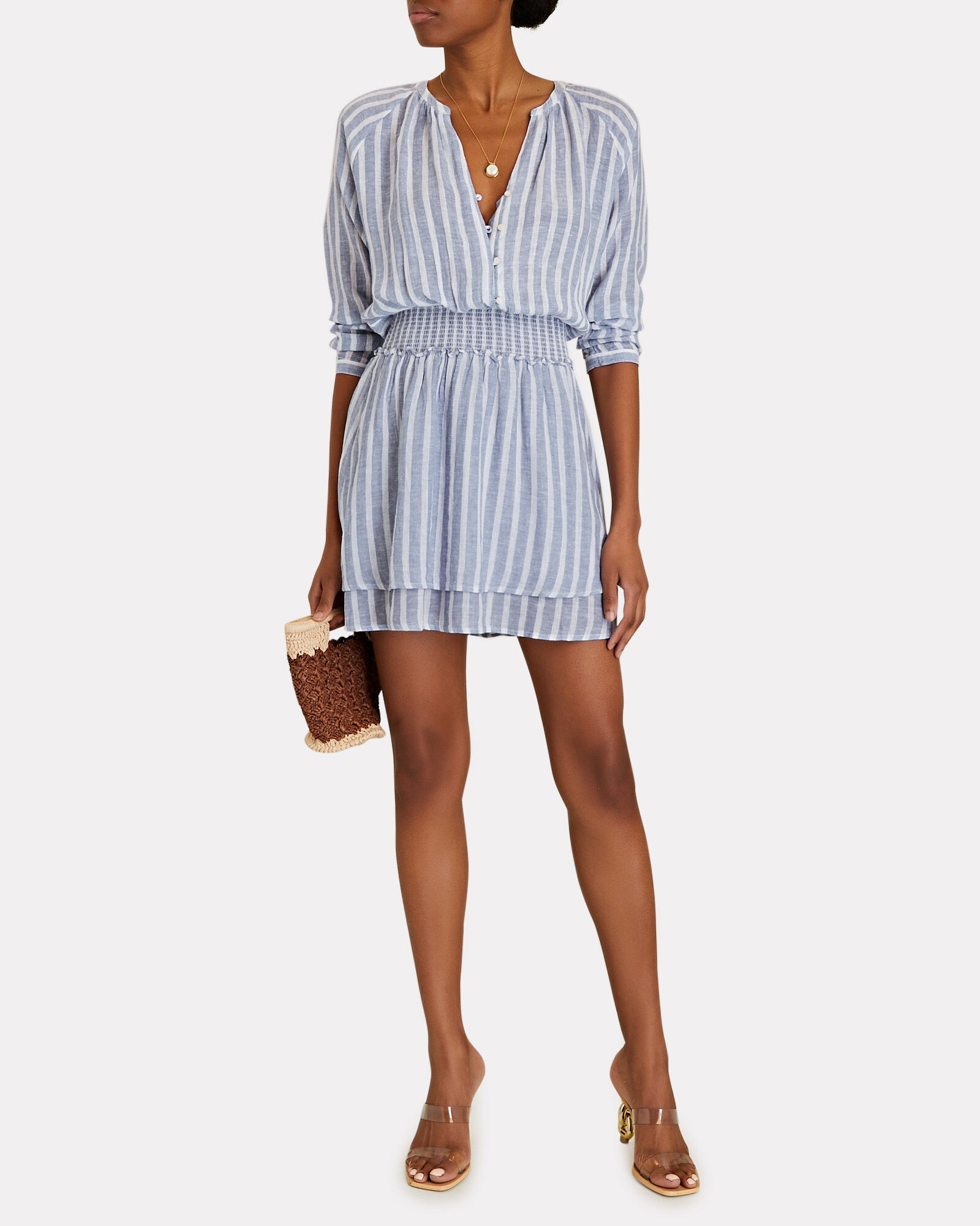 Jasmine Striped Linen-Blend Mini Dress | INTERMIX