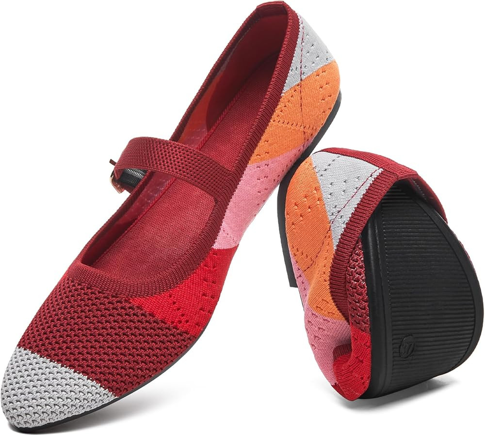 HEAWISH Women's Ballet Flat Shoes Mary Jane Pointed Toe Mesh Flats,Comfortable Slip on Ladies Sho... | Amazon (US)