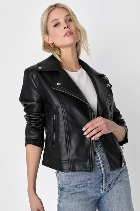Road to Greatness Black Vegan Leather Moto Jacket | Lulus (US)