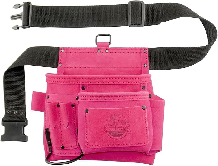 Graintex 5 Pocket Suede Leather Tool Belt/Bag | Pink | Multipurpose Leather Tool Belt for Women a... | Amazon (US)