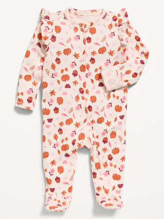 Ruffle-Trim 2-Way-Zip Sleep & Play Footed One-Piece for Baby | Old Navy (US)