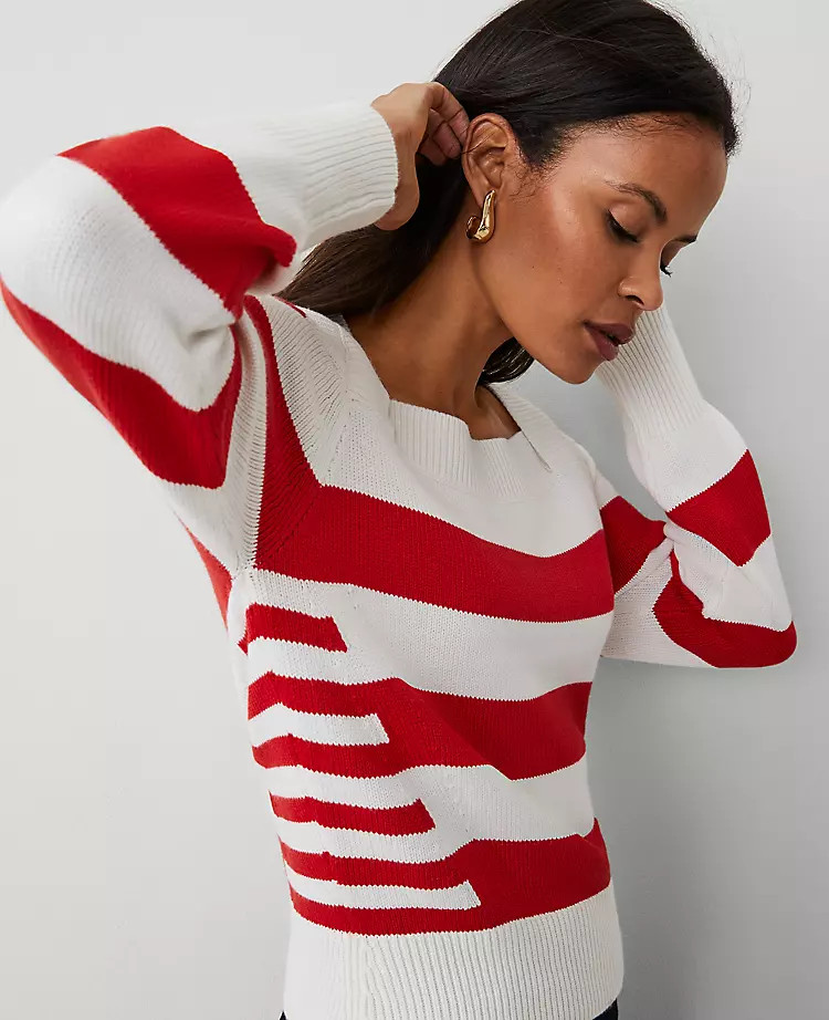 Striped Envelope Neck Sweater | Ann Taylor