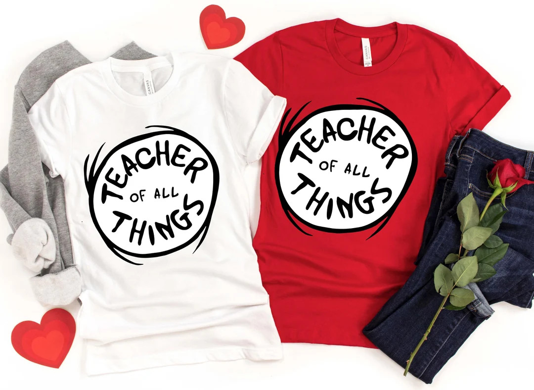 Teacher of All Things T-Shirt - Happy First Day Tshirt - Book Apparel - Hello Kindergarten Shirt ... | Etsy (US)