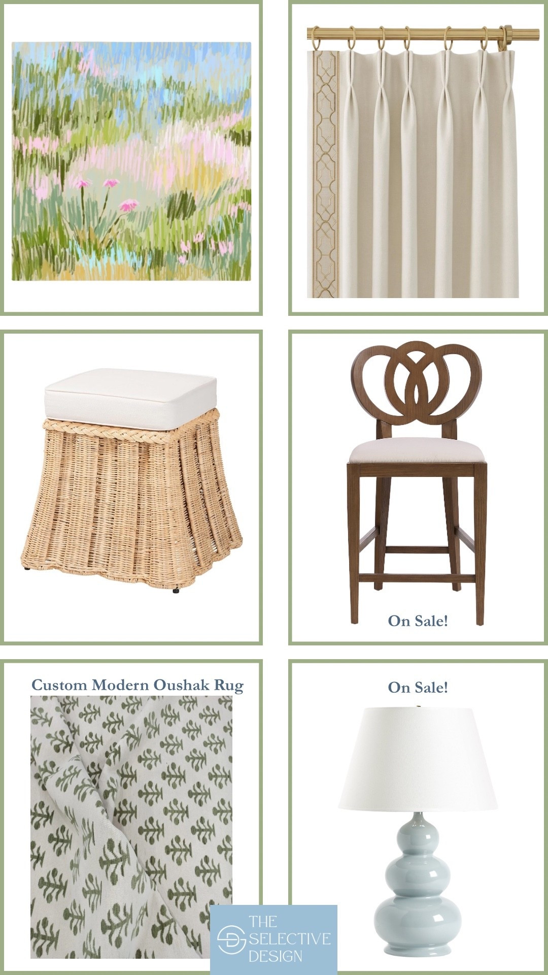 Loving these classic grandmillennial home decor finds! So many gorgeous home decor picks for a classic home! 

Bar stool | custom curtains | abstract art | custom oushak rug 

#LTKHome #LTKSaleAlert