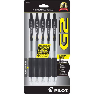Pilot 5pk G2 Gel Pens Extra Fine Point 0.5mm Black Ink | Target