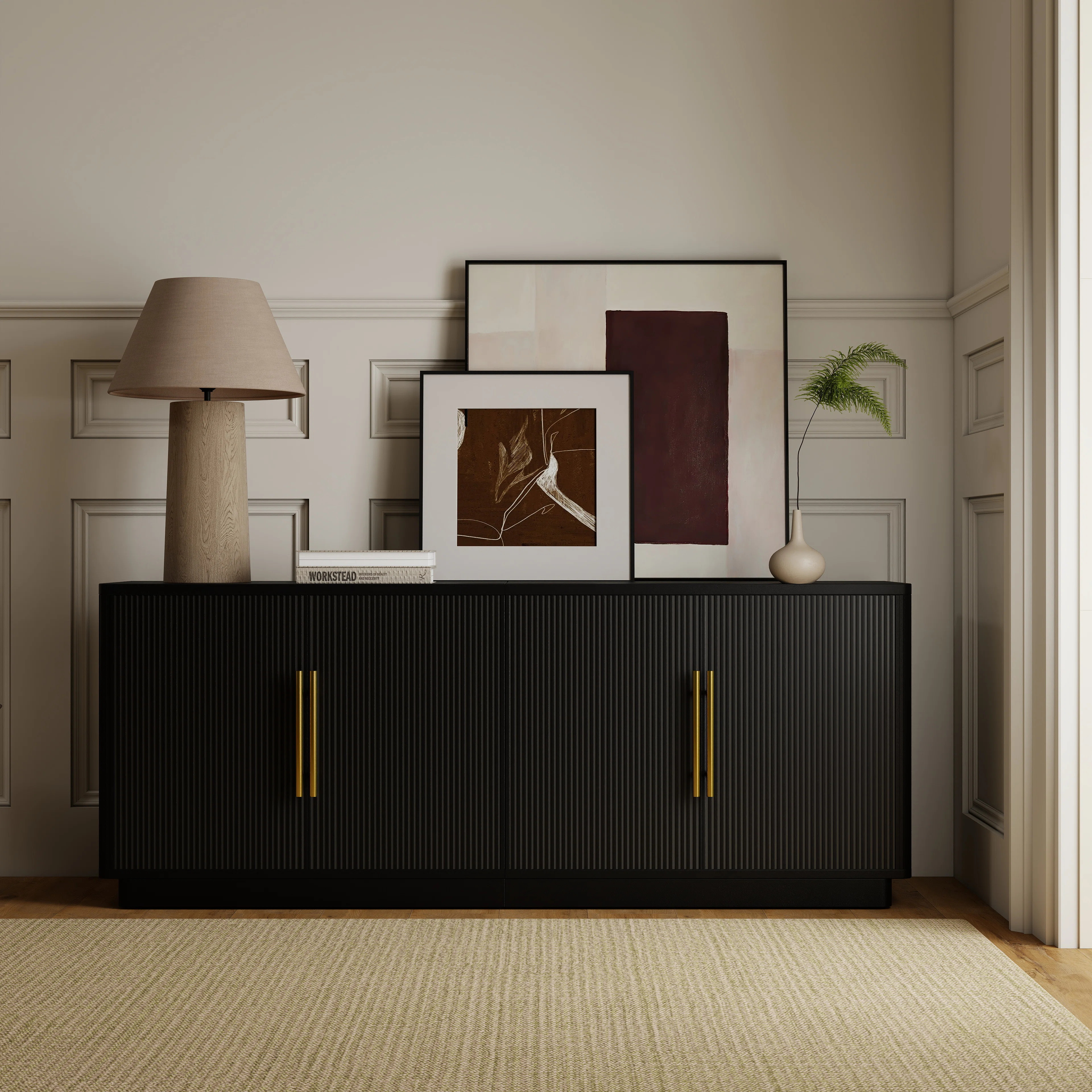 70"W Modern Fluted TV Stand for TV up to 78" with Storage | Wayfair North America