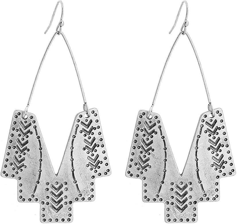 Zealmer Gold Geometric Earrings Statement Vintage Boho Ethnic Earrings Hollow Out Fan Shape Dangl... | Amazon (US)