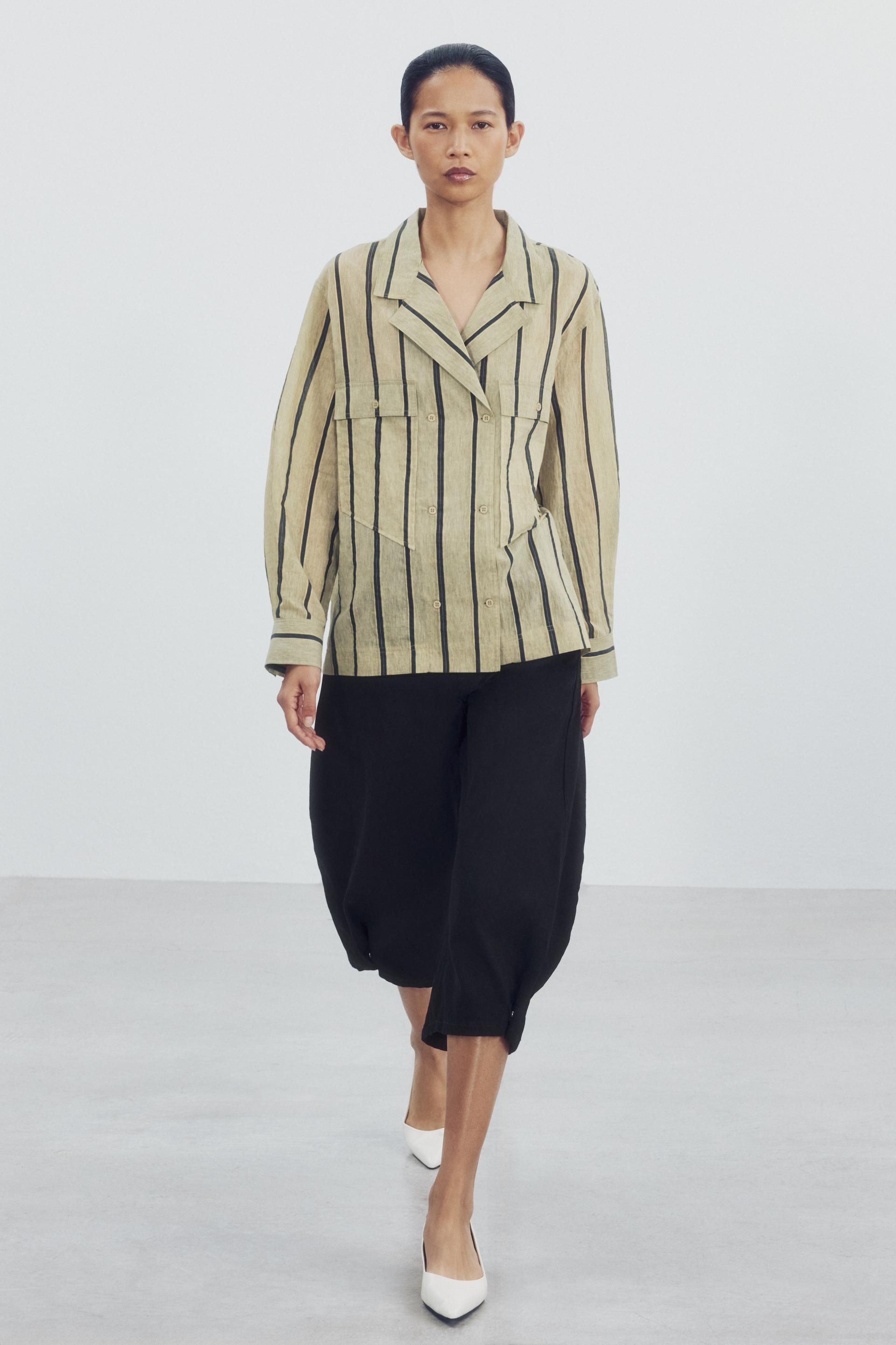 Zara - Zw Collection Pocket Crossover Shirt - Striped - L - Woman | Zara US