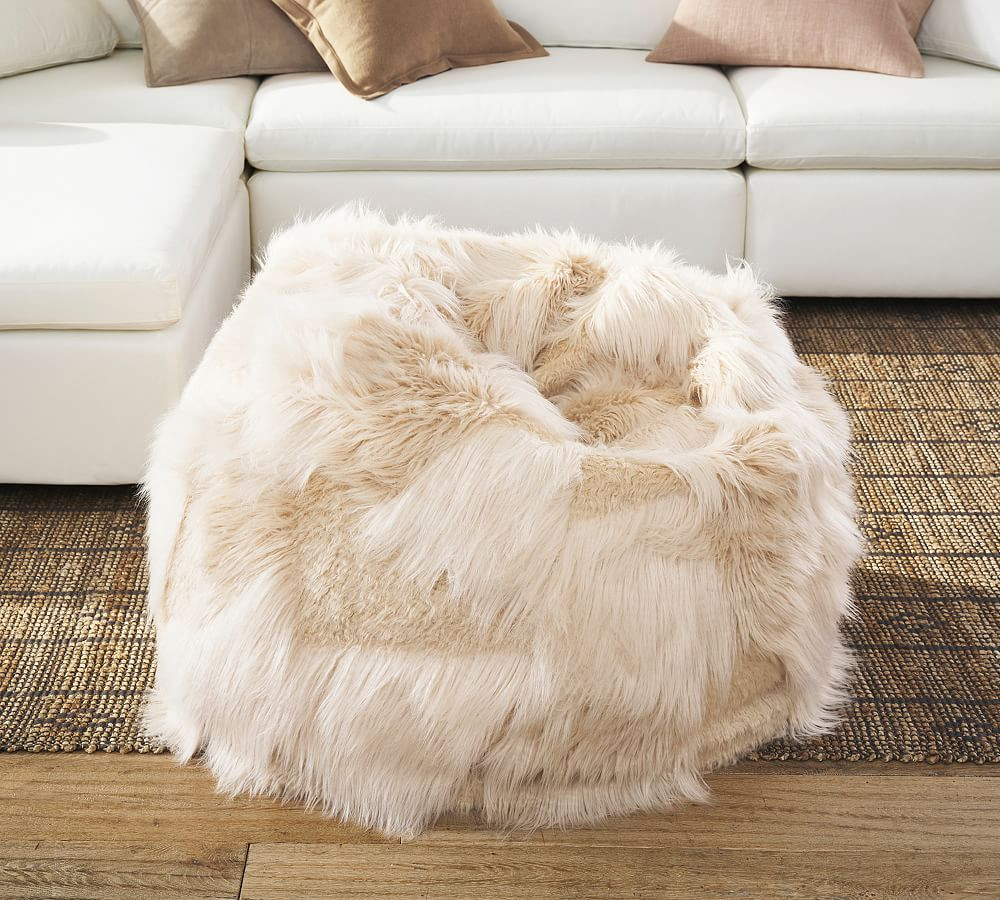 Mongolian Patchwork Faux Fur Bean Bag | Pottery Barn (US)