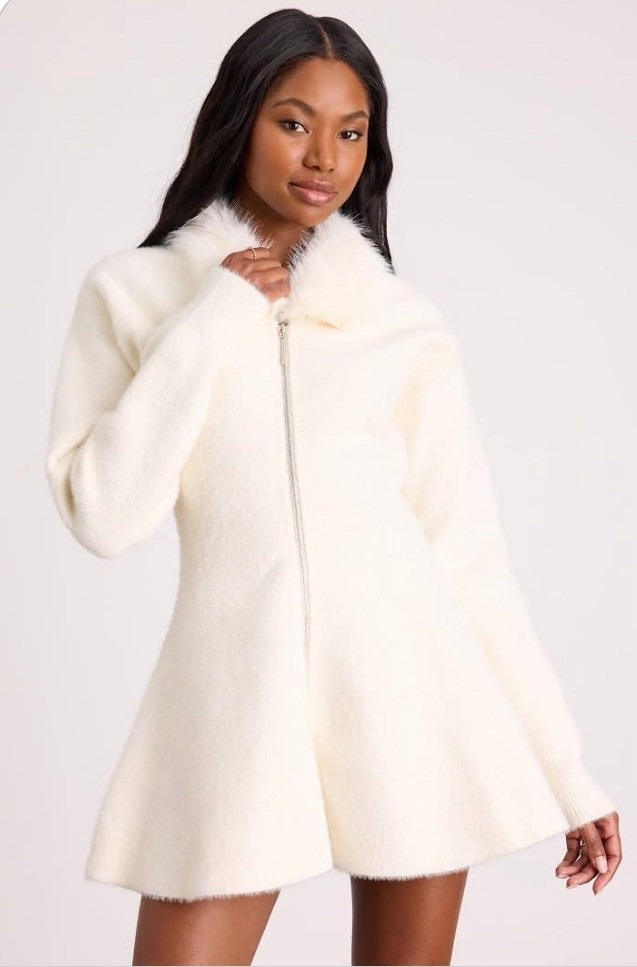 Violetta Ivory Collared Zip-Front Sweater Mini Dress

#LTKFindsUnder100 #LTKHoliday