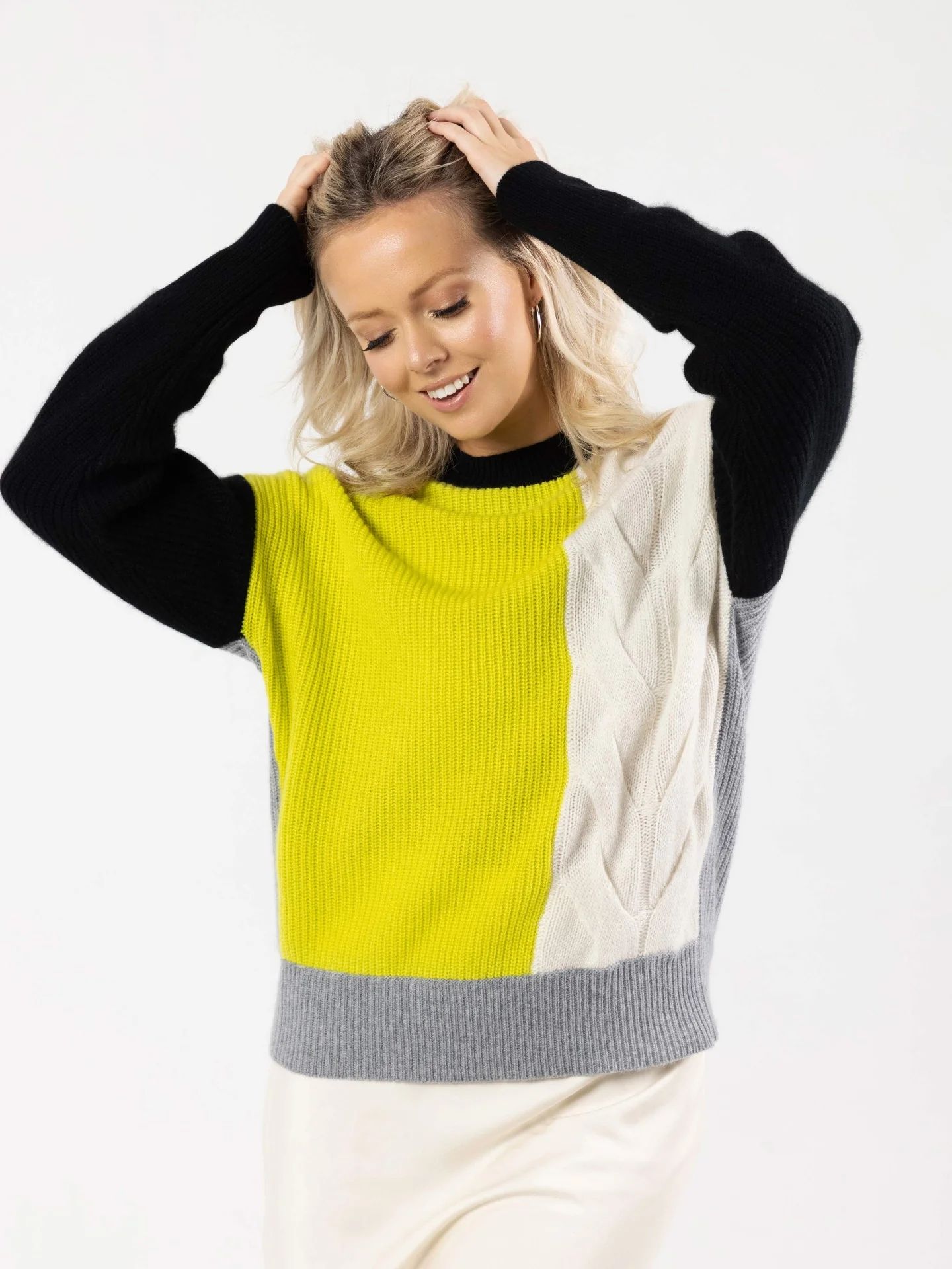 Colorblock Multi-stitch Sweater | Gobi Cashmere